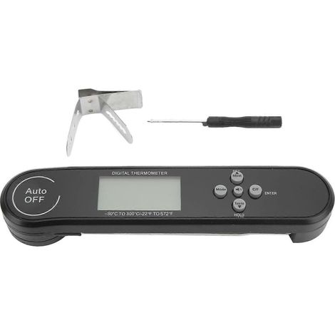 Digitales Multifunktions-Lebensmittelthermometer mit klappbarer, um 180° drehbarer Sonde, 22℉/572℉/30℃/300℃ für Grillfleisch