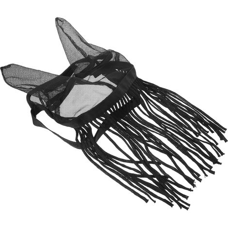 Masque Anti-mouches pour Chevaux Taille M avec Franges, Maille Respirante en Polyester, Protection Insectes, Accessoire Équin Léger et Confortable pour Écurie et Pâturage (1/5)