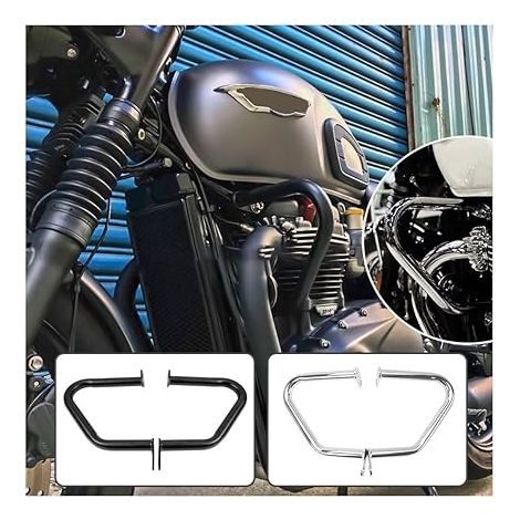 Barres de Cage de Crash Bonneville T100 T120 Street Twin Cup Thruxton 1200 R Moto Acier Moteur Garde Pare-Chocs Cadre Chute Protecteurs 2016-2021 Noir (1/5)