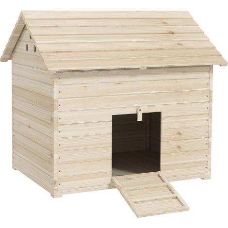 Holz-Hühnerstall aus Tannenholz mit abnehmbarem Schrägdach, erhöhtem Boden und Zugangsrampe, Unterstand für Enten und Hühner, 100 x 82,5 x 91 cm (1/5)