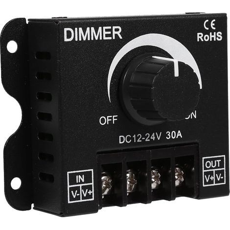 Wide Range Dimmer Switch, ON/OFF Switch with Black Aluminum Housing, Max 30A Dimmer, Switching Controller for Single Color LED Strip (DC1224V) (1/5)