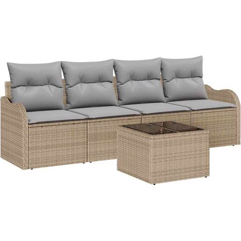 Maison Exclusive - Gartensofa-set Beige Poly-Rattan