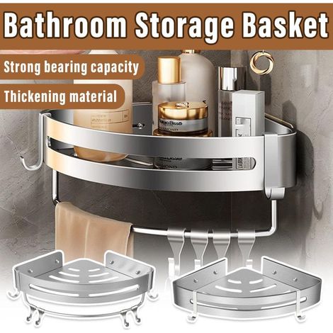 Dreieckiges Eckwandregal für Badezimmer, zur Aufbewahrung von Toilettenartikeln, einlagig (1/4)