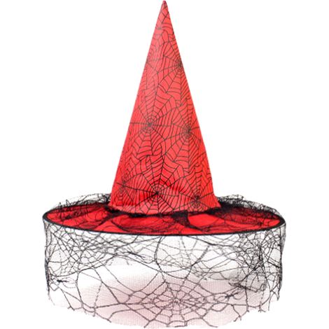 Chapeau de sorcière pointu Halloween, accessoire décoratif fête costumée danse, chapeau magique à cornes résille (1/5)