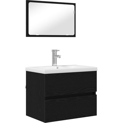 Maison Exclusive - Badezimmermöbel-Set 3 pcs Schwarz Eichen-Optik