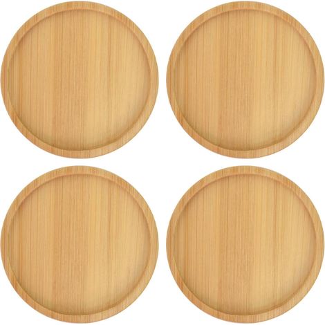 Ensemble de 4 bougeoirs ronds en bois – Plateaux décoratifs pour bougies piliers, parfaits pour la décoration de table et les occasions spéciales (1/5)