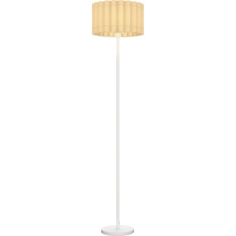 Lampe sur pied, sur pied avec douille E27, abat-jour à ondes Lampadaire avec pédestre pour salon, ampoule supplémentaire, blanche