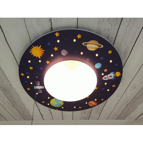 Coole LED Deckenleucht Weltall Motiv fürs Kinderzimmer Schlummerlicht bunt Ø54cm (1/5)