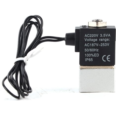 Électrovanne 3 voies 2 positions G1/8, aluminium, IP65, AC220V, interface résistante à l'eau. (1/5)