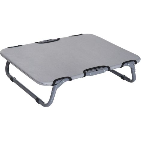 Lit pour chien pliable extérieur en acier avec housse Oxford gris 59x46x15 cm (1/5)