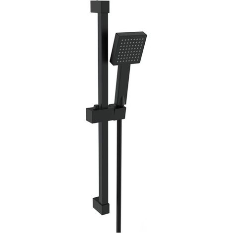 Signature Square Shower Slide Rail Kit with Single Function Handset - Matt Black (1/2)