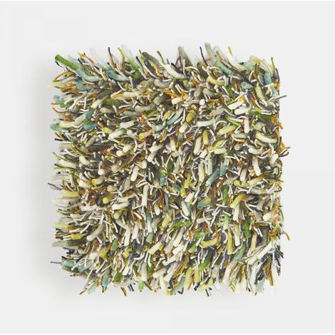 Tapis shaggy 200x300 vert tissé en laine rectangle motif faux uni SPRING (1/4)