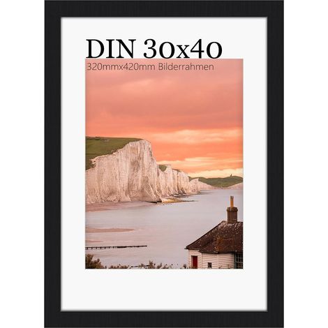 Cadre Photo 30x40 cm Noir en Bois, Verre Acrylique Transparent, Montage Mural Vertical (1/5)
