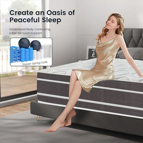 Yidatong – Matelas ressorts ensachés 140x190 cm – Épaisseur 27 cm – Confort mi-ferme – 7 zones de confort – Mousse à mémoire de forme respirante