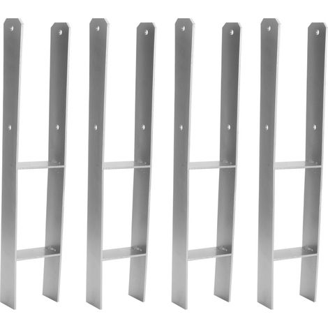 Randaco Ancoraggio del palo Supporto del palo Ancoraggio ad H Carport argento 101 mm - 4 pezzi (1/5)