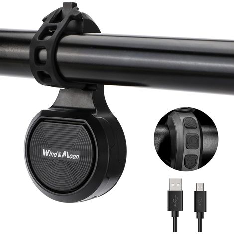 Sonnette Velo - Klaxon Antivol avec Alarme - Étanche IPX6 - Réglage Volume 80 à 130 dB - Sensibilité 3 Niveaux - Compatible Guidon 22,2 à 31,8 mm - 1 Pièce (1/5)