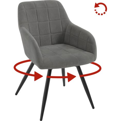 Chaise Pivotante Salle à Manger WOLTU, Fauteuil Salle à Manger en Velours, Pieds en Métal, Gris Foncé (1/5)