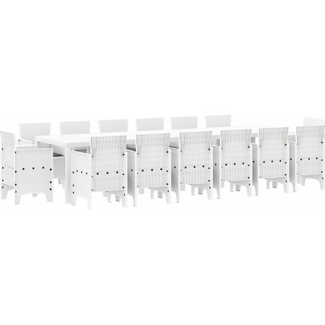 Maison Exclusive - Set da Pranzo per Giardino 15 pcs Bianco Rattan Polt