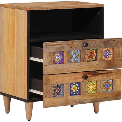 Cabinet de chevet Naturel 50 x 33 x 62 cm Bois de mangue massif (1/5)