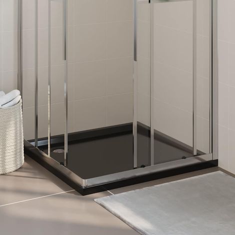 Receveur de douche carré 90x90 cm – ABS renforcé fibre de verre, noir, seuil bas pour entrée facile – Vidange standard 9 cm (drain non inclus) (1/5)