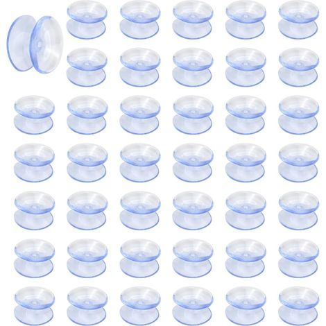 Lot de 40 ventouses de 20 mm avec vis, transparentes et ultra-résistantes, en PVC, pour suspendre rideaux isolants, fenêtres de camping-car, salle de bain ou fourgonnette. (1/5)