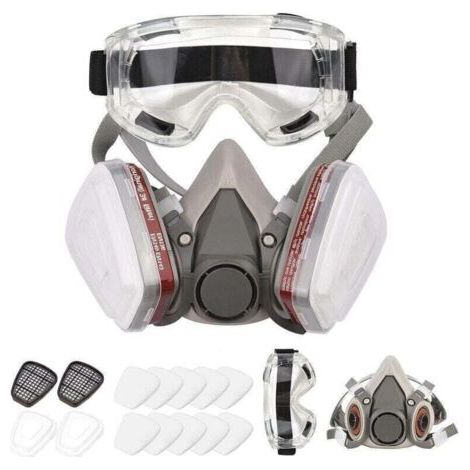 Reusable Respirator Gas Mask Half Facepiece Shield 6200 Face Cover with Filters for Dust, Fumes, Asbestos, Chemicals and Other Airborne Particles while Painting, Spraying, Polishing and More
