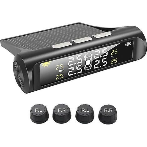 Système de surveillance de la pression des pneus Tpms pour voiture, tmps affichage LCD alarme de sécurité automatique Usb capteur interne/externe de pression des pneus (1/4)