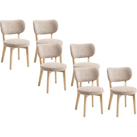 Set di 6 sedie in Tessuto bouclé e Legno di hevea - Talpa - TORIEL