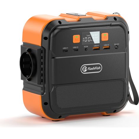 Tragbares 120-W-Kraftwerk von Flashfish, 98 Wh/26400 mAh Solargenerator, Notstrombatterie mit AC/DC/Typ-C/USB/Taschenlampe, 220-V-Powerbank zum Aufladen von Laptops, Telefonen, Tablets beim Camping, i (1/5)