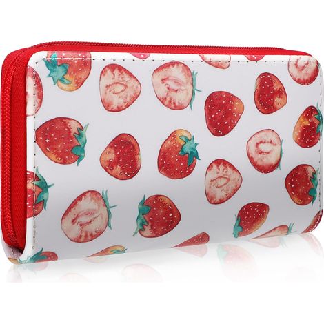 Long PU Leather Wallet with Zipper and Spacious Compartments, Kawaii Strawberry Handbag for Women and Girls, for Travel and Carrying a Pack (1/5)
