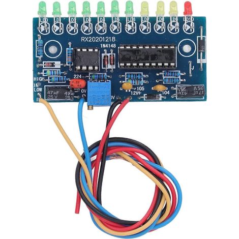 LED-Audiopegelanzeigemodul, 10 Segmente, 11 Stück 3-mm-LEDs, Audiopegelanzeigeplatine für VU-Meter