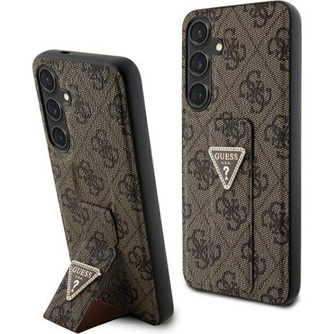 Guess Grip Stand 4G Triangle Strass Logo - Samsung Galaxy S24 Hülle (Braun) (1/5)