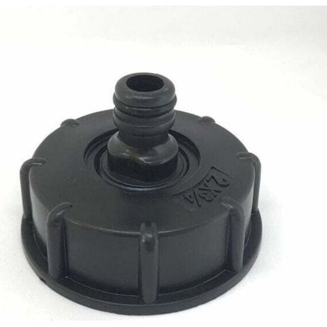 Raccord IBC S60x6 avec capuchon de buse, sortie 3/4" et entrée 60 mm, compatible avec réservoir IBC de 1000 litres RTGPT (1/4)