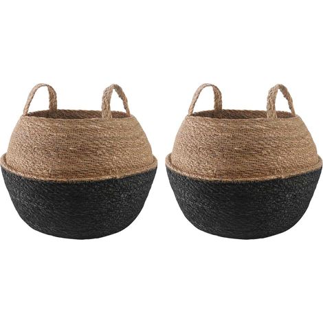 vidaXL Pot de plante avec poignées 2 pcs Noir Ø 45 x 36 cm (1/5)