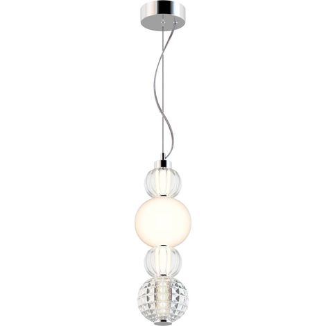 Maytoni Collar Abat-jour en verre de plafonnier à LED chromé intégré à collier moderne (1/4)