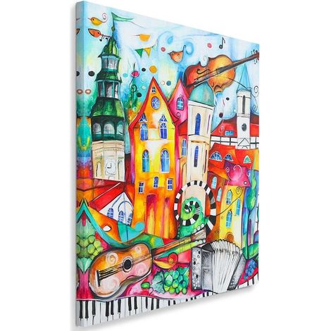 Image sur toile, Ville musicale colorée - 40x60 (1/5)