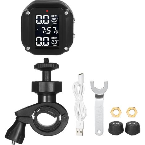 Système de surveillance de la pression des pneus (TPMS) universel haute précision, sans fil et universel, pour motos, véhicules électriques et autres véhicules motorisés. (1/2)