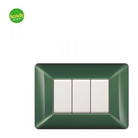 Placca da 3 moduli Easy Elettrocanali in plastica verde scozia