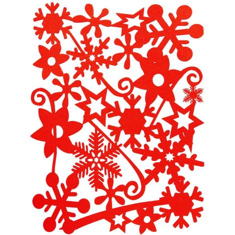 Centrino rettangolare in feltro, forme rosse (1/2)