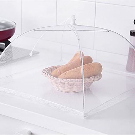 Lot de 3 cloches de protection alimentaire en gaze blanche de 45 cm (18 pouces), pliables, pour la cuisine. (1/5)