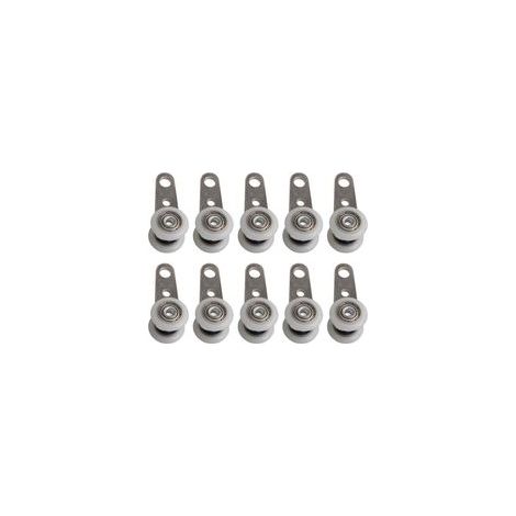 Lot de 10 roulettes pour baies vitrées ou portes coulissantes - en métal et en plastique - 4,5 x 1,9 cm (1/4)