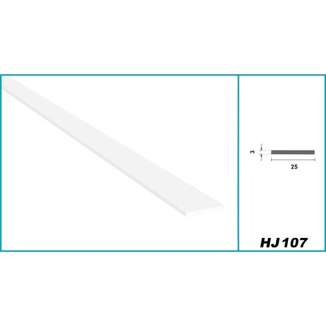 Flachleisten PVC weiß 2m - Standard 3mm, Auswahl Weichlippe & selbstklebend - HJ: Ohne Klebeband, HJ.107 - 25x3mm (1/2)