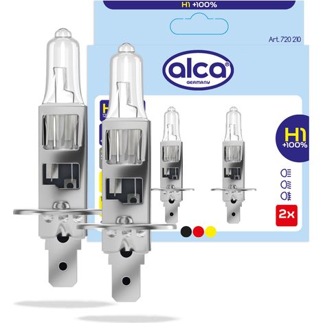 alca® Halogenlampe H1 100% mehr Licht Glühbirne Fahrzeuglampe Auto Leuchtmittel 12V 55W Sockel: P14.5s 2 Stück (1/5)
