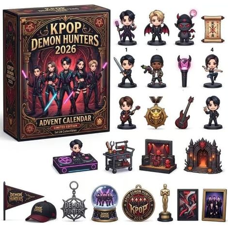 Calendrier de l'Avent 2026 des groupes K-pop, boîte surprise en acrylique avec 24 compartiments, Demon Hunter (1/5)
