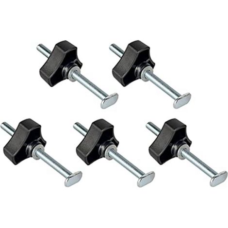 Lot de 5 Boulons de Rail en T M8 Kit de Bouton Boulons à Fente en T de 4 Pouces avec Rondelles Accessoires de Rail en T pour Gabarits de Travail Du Bois (1/5)