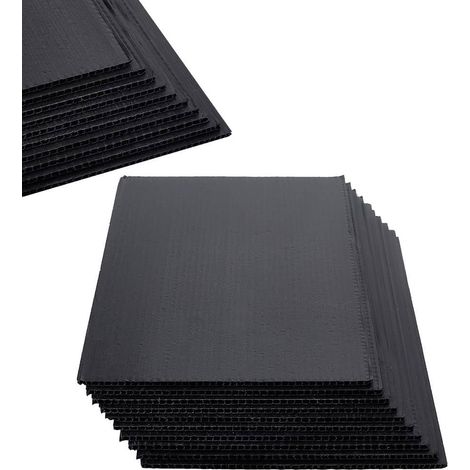 Feuilles de Plastique Ondulé, Panneau en Plastique Panneau Creux D'Épaisseur Feuilles de Plastique Moulables pour les Panneaux de Vente de Maison, Panneaux de Pelouse, Noir (1/5)