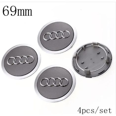 Lot de 4 caches central gris 69 mm pour Audi S3 A2 A3 A4 A6 A8 RS4 Q5 Q7 (1/4)