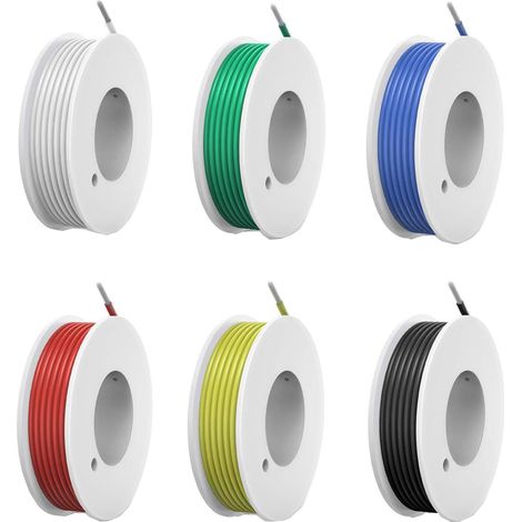 30 Gauge Solid Core Wires, Pre-Tinned Copper Wires, 30AWG Connecting Wire Kit, High Temperature Resistant Copper Stranded Wire, 6 Spools of 10 Meters Different Color (1/5)