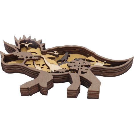 Tierfigur aus Holz, Leuchte, Buchsbaum, Party, Arbeit, Schreibtisch, Bastelarbeiten, Tierschnitzerei, dekorative Statue, Ornament, gehörnter Dinosaurier, Lampe (1/5)