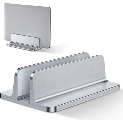 Supporto verticale per laptop, supporto per laptop in alluminio, supporto da scrivania regolabile per laptop, argento (1/4)